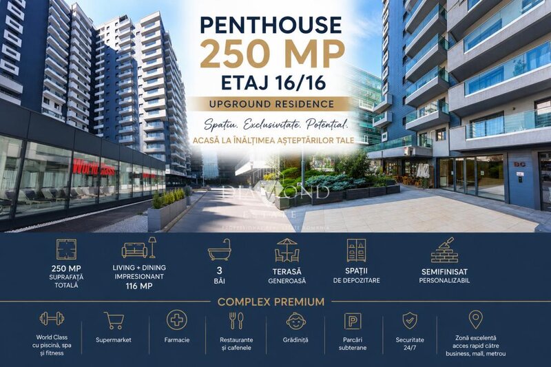 UpGround, 0% comision, penthouse 250 mp, living 116 mp, semifinisat.